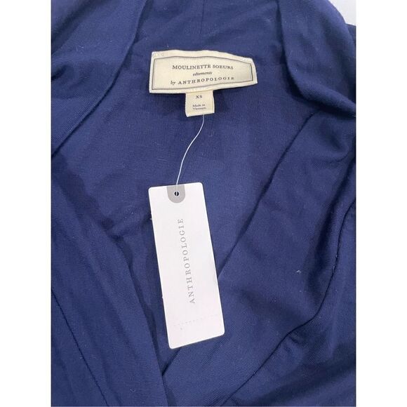 Moulinette Soeurs by ANTHROPOLOGIE Jersey Cinched MIDI Navy Dress NWT Sz XS - Picture 7 of 7